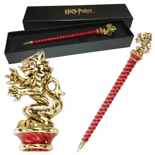 OFFICIAL HARRY POTTER HOUSES GOLD SILVER PLATED PEN IN GIFT BOX 