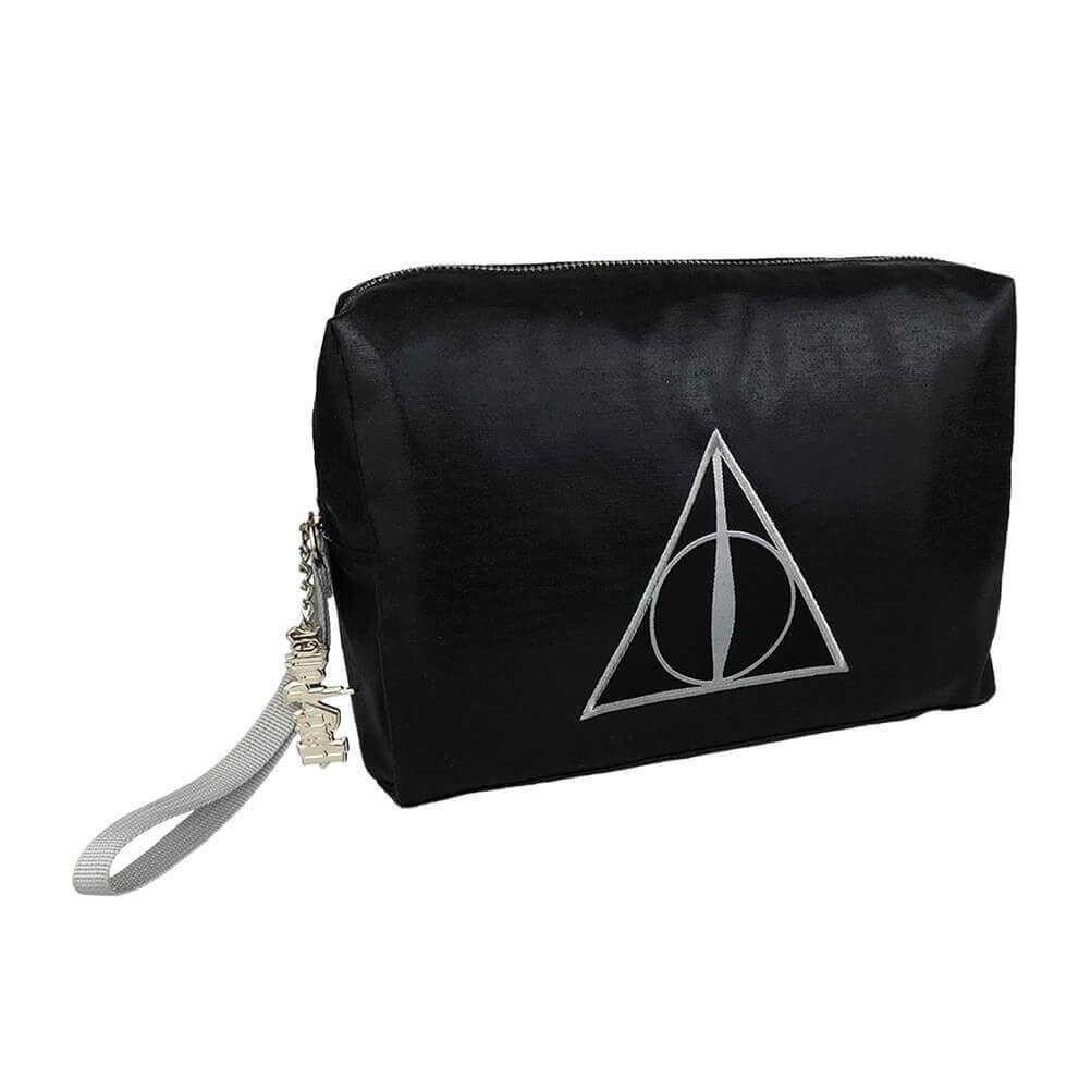 OFFICIAL HARRY POTTER DEATHLY HALLOWS BLACK SHIMMER WASH TOLETRIES TRAVEL BAG 